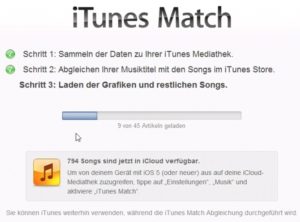 Leider dauert der Abgleich von iTunes Match ewig.