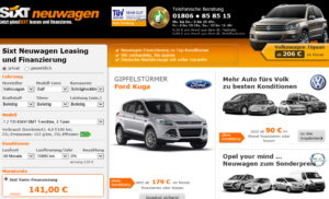 Bei SIXT können Sie jetzt auch Autos leasen bzw. finanzieren (Screenshot (c) SIXT)